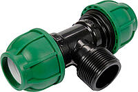 Трійник сполучний водяних пластикових труб 32 мм- 5/4"- 32 мм FLO поліпропіленовий, для тиску 1 MPa Покупай
