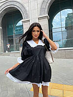 Сукня жіноча чорна нарядна з білим комірцем. Сукня жіноча вечірня з білим комарами S M L