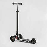 Дитячий триколісний самокат Best Scooter Skyper Maxi колеса з підсвічуванням PU 120мм (Чорний), фото 4