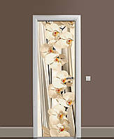Наклейка на дверь Zatarga «Сон белой орхидеи» 650х2000 мм виниловая 3Д наклейка декор самокле SB, код: 6440599