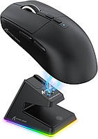 Беспроводная игровая портативная мышь Attack Shark X6 PAW3395 с зарядной базой Bluetooth Черный