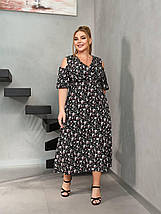 Літня красива сукня вільного крою на запах із софту розміри батал, фото 4