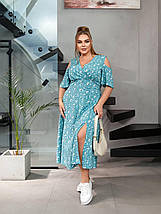 Літня красива сукня вільного крою на запах із софту розміри батал, фото 2