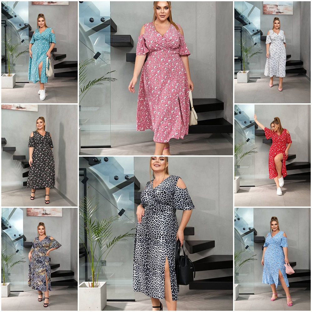 Літня красива сукня вільного крою на запах із софту розміри батал