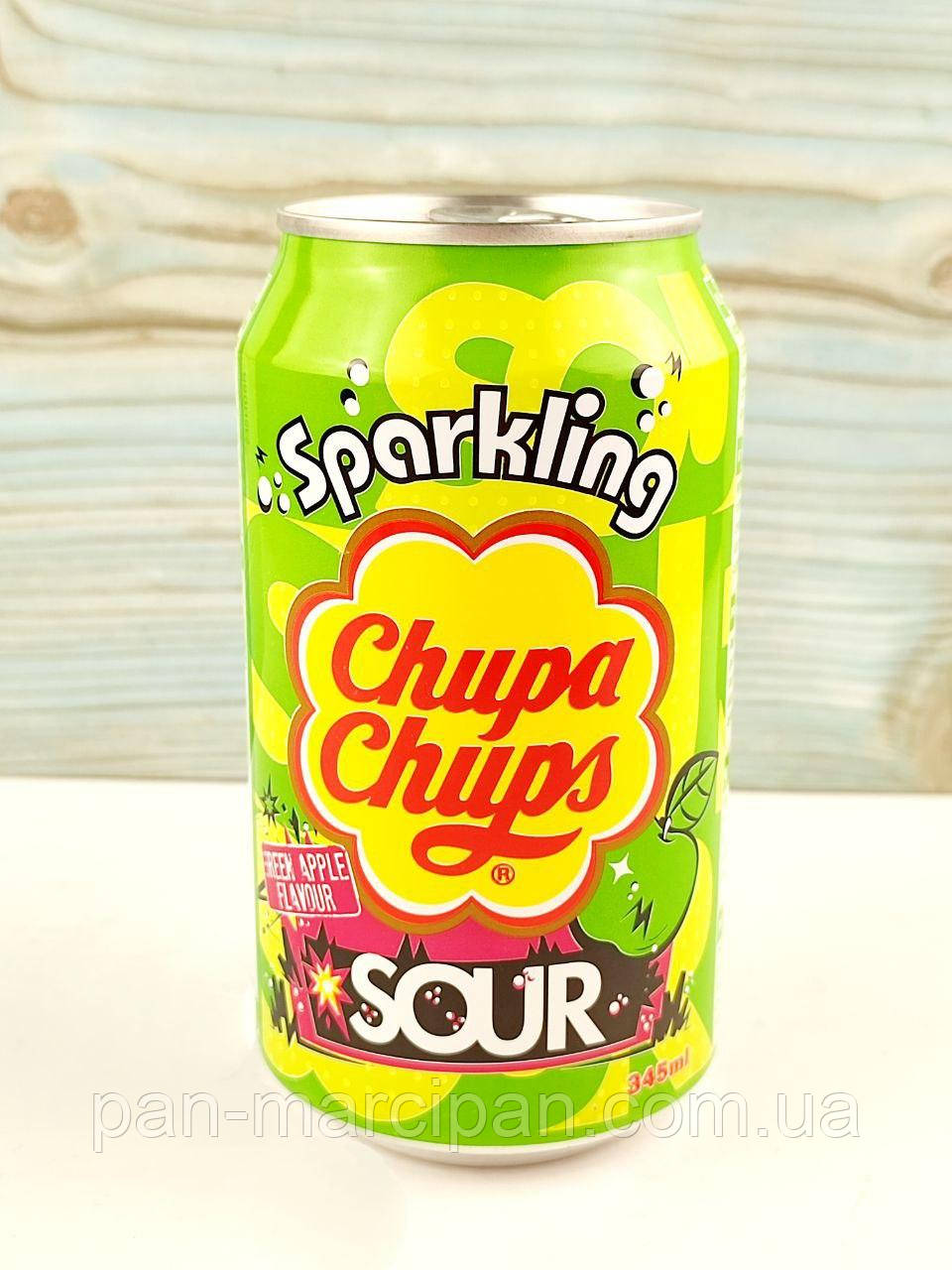 Газований напій Chupa Chups Sparkling Sour Green Apple 345мл Південна Корея, фото 1