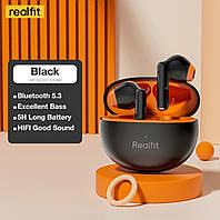 Бездротові навушники Realfit F2, Black-orange, Bluetooth 5.3, TWS, із сенсорним керуванням