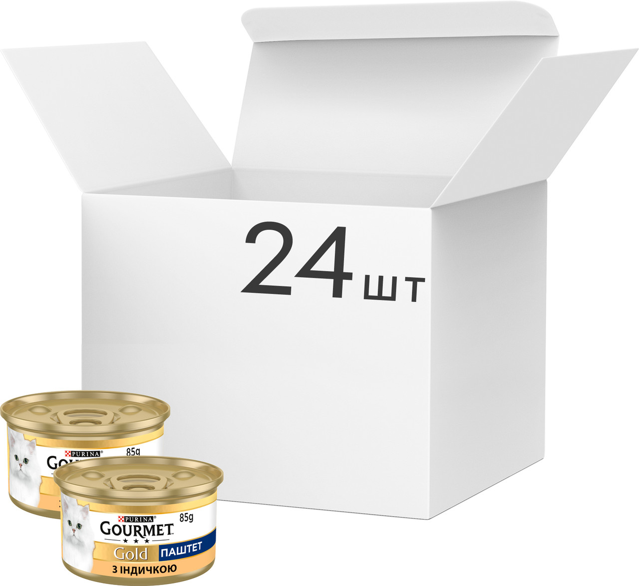 Упаковка вологого корму для кішок Purina Gourmet Gold Паштет з індичкою 24 шт по 85 г