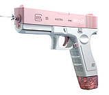 Водяний пістолет електричний на акумуляторі Water Gun Glock з 2 обоймами для води, рожевий, фото 2