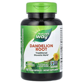 Корінь кульбаби 525 мг Nature's Way Dandelion Root 100 рослинних капсул