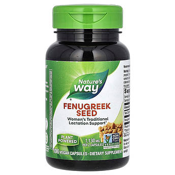 Пажитник 610 мг Nature's Way Fenugreek Seed для підтримки лактації 100 рослинних капсул