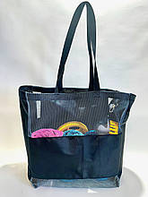 Екосумка торба для пісочниці пляжу з сіткою, екоторба сітка, сітчаста торба шопер, антипісок