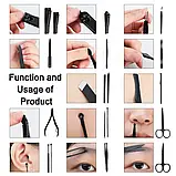 🖤Професійний манікюрний набір, 18 предметів для манікюру та педикюру з нержавіючої сталі, кейс Чорний, фото 3