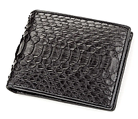 Портмоне узкое из натуральной кожи питона Ekzotic Leather Черное (snw 68)