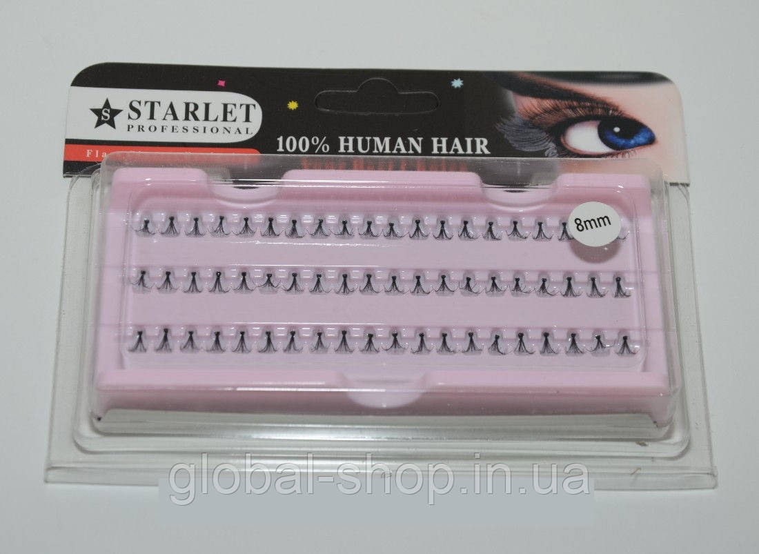Річки пучками для нарощування (чорні; довжина 8 mm; 60 пучков) Starlet Professional ROM /6-1
