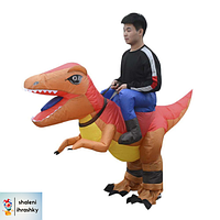Надувной детский костюм Всадник на Тиранозавре (оранжевый)