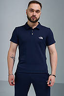 Мужская летняя футболка поло синяя The North Face спортивная , Стильный поло TNF темно-синий повседневный