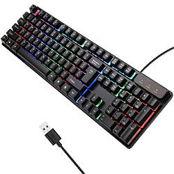 Клавіатура ігрова з RGB підсвічуванням від USB, KR 6300 / Геймерська клавіатура з підсвіткою / Клавіатура для ПК