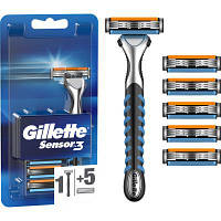 Бритва Gillette Sensor 3 с 6 сменными картриджами (7702018550807) ASP