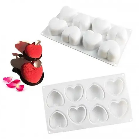 Силіконова форма для Мусового торта та євродесертів Серця, 8 шт, фото 1