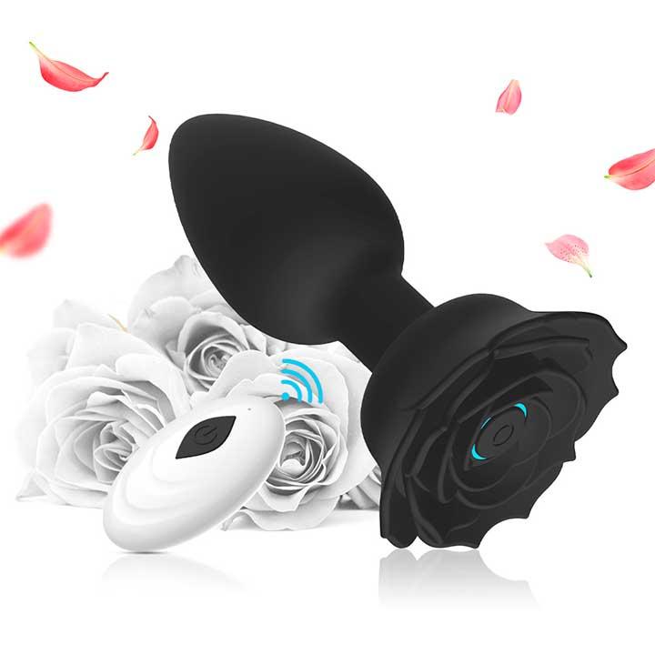 Силікональний анальний корок Rose чорний — Анальні іграшки
