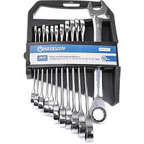 Ключі рожково-накидні 8-19мм 12шт комбіновані з тріскачкою NGW12ST, фото 2