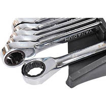 Ключі рожково-накидні 8-19мм 12шт комбіновані з тріскачкою NGW12ST, фото 3