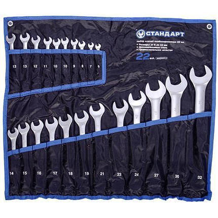 Набір ключів 6-32 мм 22шт рожково-накидні комбіновані у чохлі NKK22ST-S, фото 1