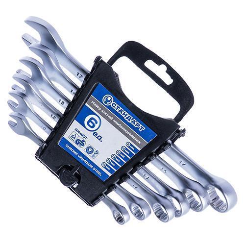 Набір ключів 8-17мм 6шт рожково-накидні комбіновані на холдері NKK6ST