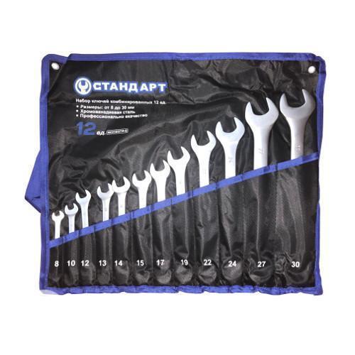 Набір ключів 8-30мм 12шт рожково-накидні комбіновані у чохлі NKK12STA-S