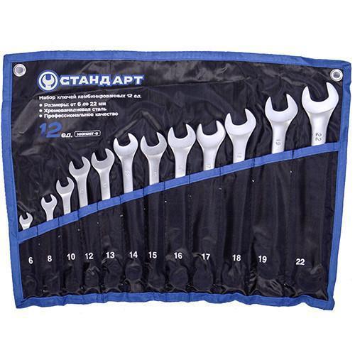 Набір ключів 6-22мм 12шт рожково-накидні комбіновані у чохлі NKK12ST-S