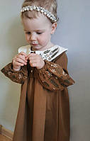 Платье для девочек с вышитым воротником,вышиванка детская с колосками