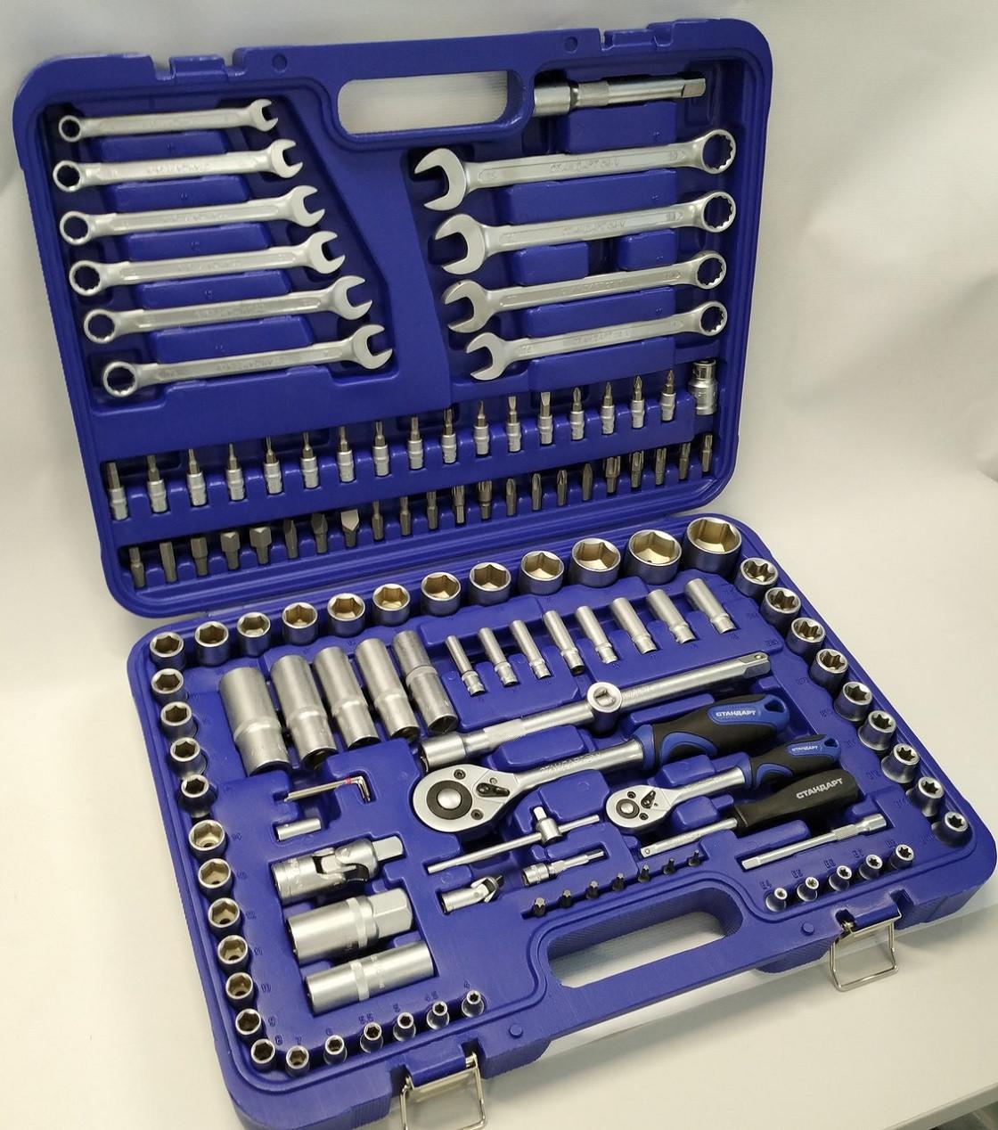 Набір інструментів 1/4" 1/2" 130шт головки ключі біти у кейсі ST-0130