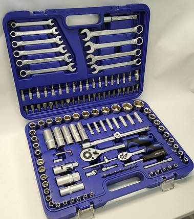 Набір інструментів 1/4" 1/2" 130шт головки ключі біти у кейсі ST-0130, фото 1