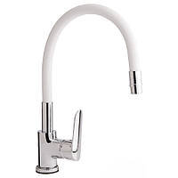 Смеситель для кухни Qtap Linea с гибким изливом QTLINCRW007F Chrome/White Покупай это Galopom