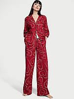 Фланелевая Пижама Victoria's Secret Flannel Long Pajama Set, Красная с сердцами