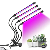 Гибкая светодиодная фитолампа для домашних растений с таймером LED Supretto 50ВТ с 4 лампами для растений