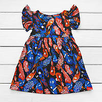 Детское летнее платье Malena перышки 116 см синий (136077149)
