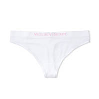 Стринги из микрофибры с лого, белые Victoria's Secret Seamless Thong Panty Оригинал