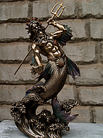 Статуэтка настольная Veronese Посейдон Бог морей 29 см 70787 бронзовое покрытие полистоуна *