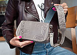 Авторська сумка з якісної натуральної шкіри. Маленька шкіряна сумка на плече сіра Плин Часу, фото 3