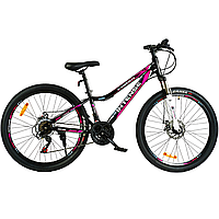 Велосипед детский спортивный Corso Intense 26" рама 13" черный розовый NT-26089
