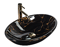 Умывальник (раковина) REA PAMELA BLACK MARBLE SHINY накладной Покупай это Galopom