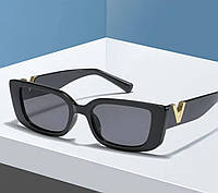 Очки женские солнцезащитные на лето из пластика черные,очки для женщин прямоугольной формы трендовые от солнца