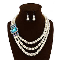 Набор ожерелье и серьги Перламутровый Элегант голубое озеро