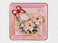 Декоративная тарелка Бабочка в розах 21 х 21 см 59-407 *