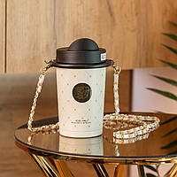 Термокружка нержавеющая сталь 460 мл чашка термос для кофе термочашка с ремешком кофейная кружка термос