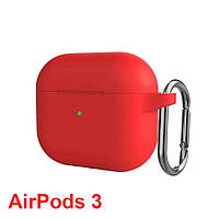 Чехол силиконовый HOCO для Apple AirPods 3 с карабином чехол для наушников Красный