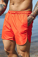 Мужские пляжные шорты с змейкой Оранжевые, Размер XXL / Однотонные плавки на лето / Быстросохнущие шорты на пляж