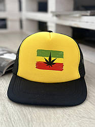 Кепка снепбек із сіточкою (Snapback)  Конопля  Чорний з жовтим 56-61р (9058)