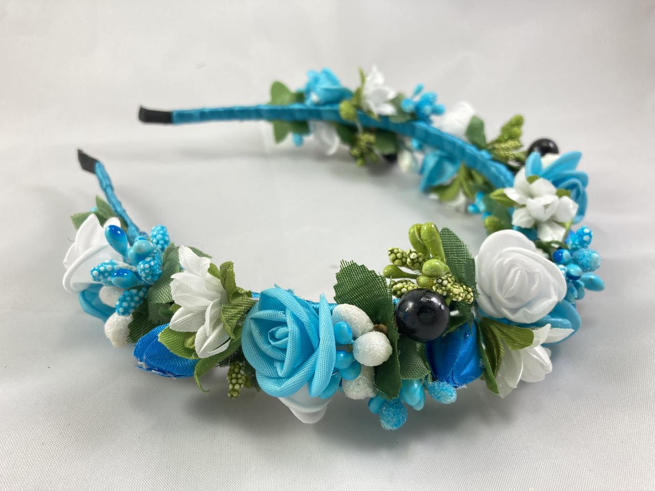 Віночок на голову з блакитними квіточками, фото 1